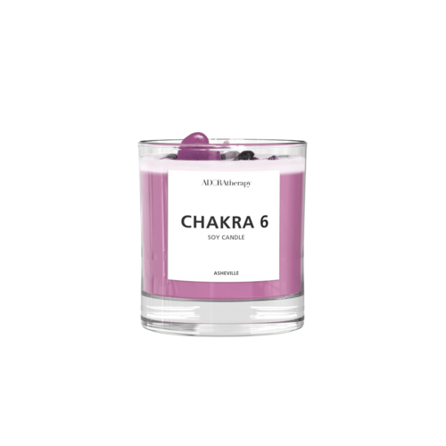 Chakra 6 Amethyst & Tourmaline Gemstone Candle