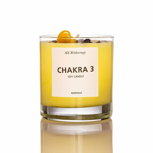 Chakra 3 Tiger Eye Gemstone Candle