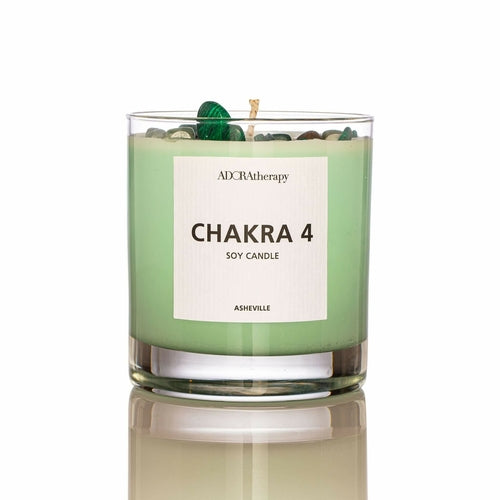 Chakra 4 Aventurine Gemstone Candle