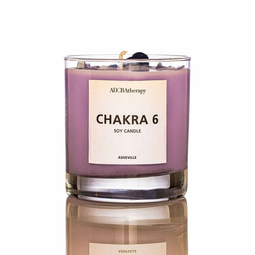 Chakra 6 Amethyst & Tourmaline Gemstone Candle