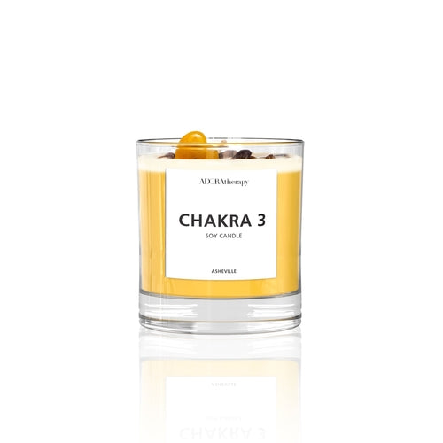 Chakra 3 Tiger Eye Gemstone Candle